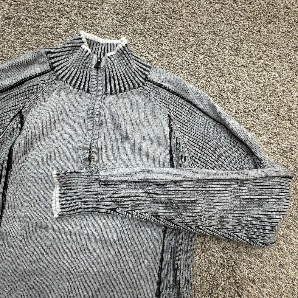BKE Standard Fit Cotton Sweater 1/4 Zip Mock Neck‎ Acid Washed Gray Mens Medium